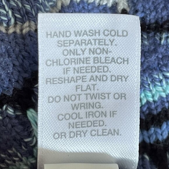 J Jill Womens 3D Knit Longline Open Cardigan Size M Blue Striped 80s Grannycore - Picture 7 of 9